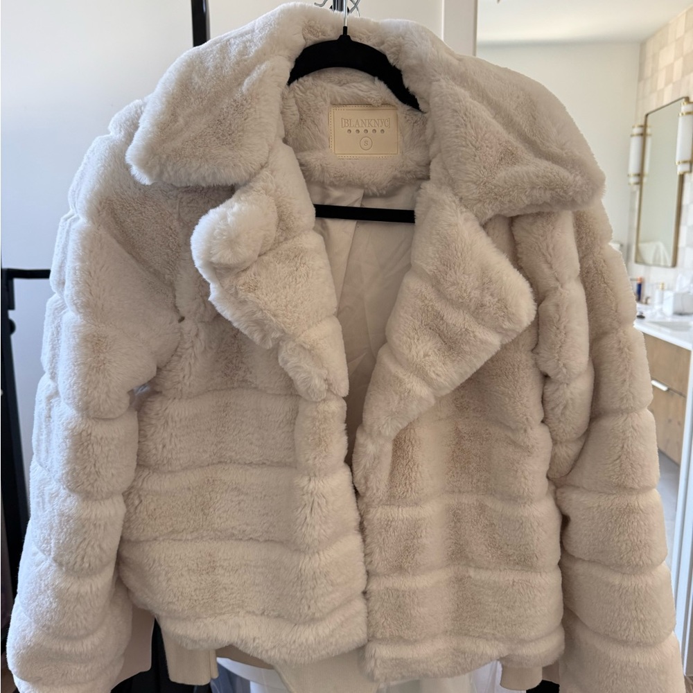 Luxurious White Faux Fur Jacket